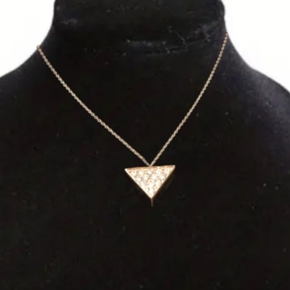 Elegant Fossil Gold Triangle Pendant Necklace - Picture 1 of 6